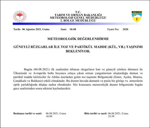 BÖLGEDE TOZ TAŞINIMI BEKLENİYOR