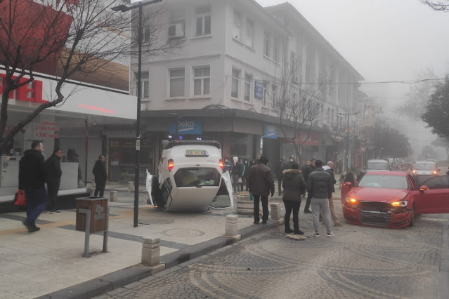 BANDIRMA ÇARŞISINDA TERS DÖNDÜ
