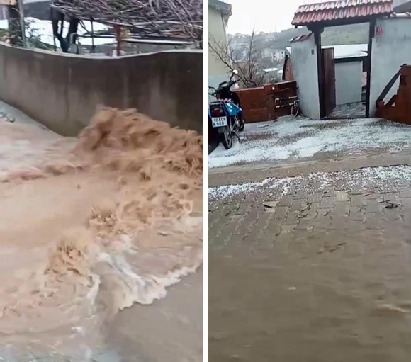 ERDEK'İN KIRSAL MAHALLELERİNDE SAĞANAK YAĞIŞ VE DOLU ETKİLİ OLDU