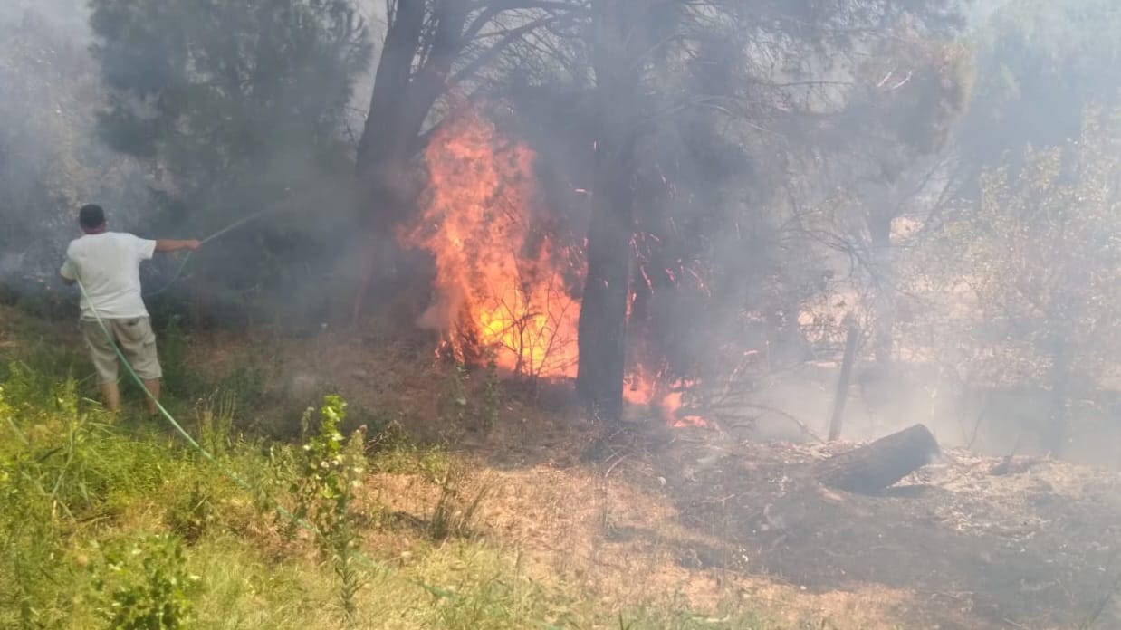 NARLI'DA BEYAZ EVLER MEVKİ'NDE ÇIKAN YANGINA MÜDAHALE EDİLDİ